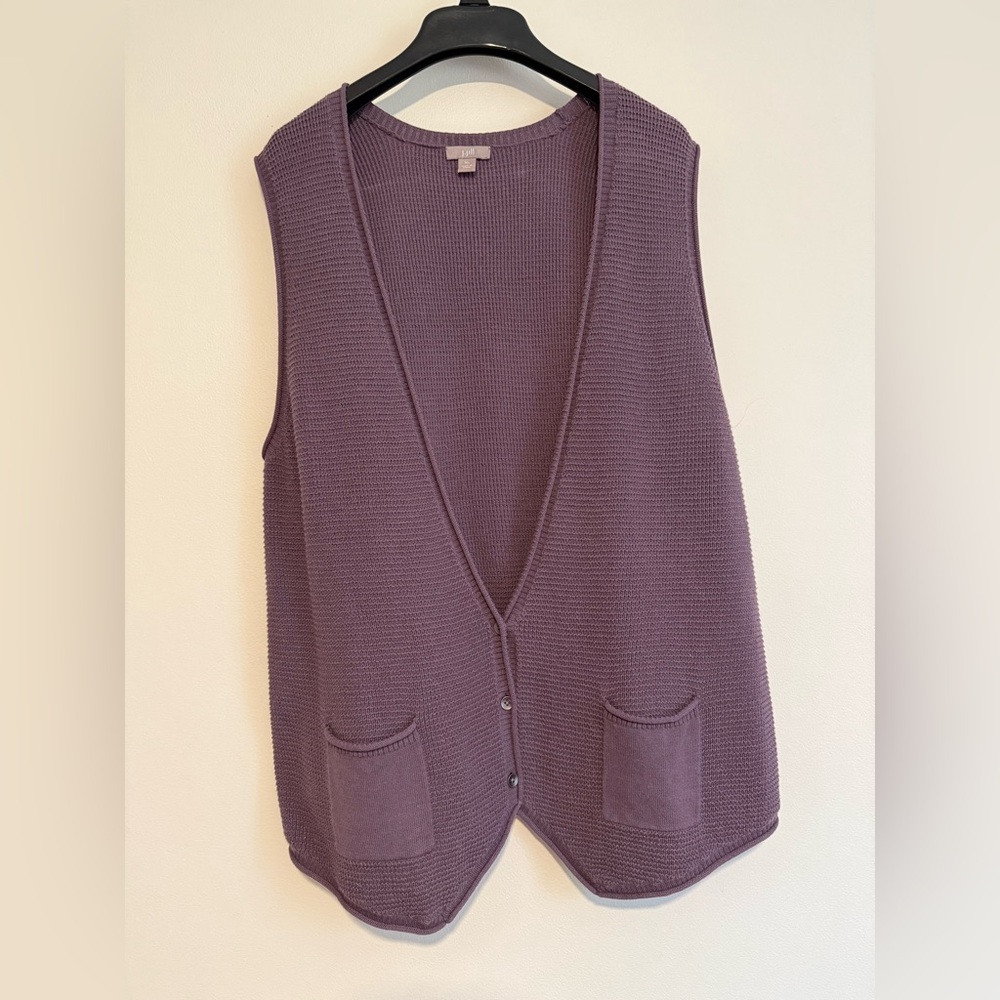Purple Knit Vest with Pockets